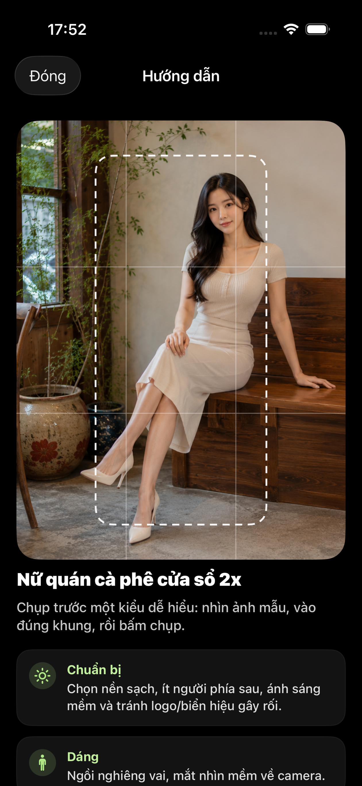 Hướng dẫn dáng thật trong app